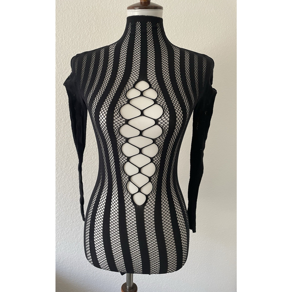 Fenty Savage Slip Dress Chained Lace Cut Out Sheer Mesh Stripe Lingerie